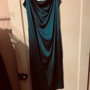 Sexy Green Spaghetti Strap Cowl neck dress